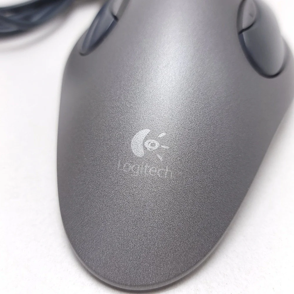 Logitech Marble Mouse USB Trackball Silver Red T-BC21 804377-0000 Ambidextrous